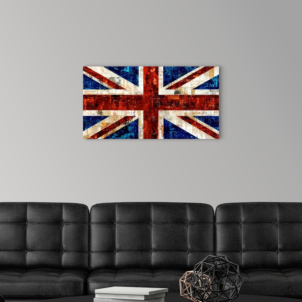 A modern room featuring British Flag