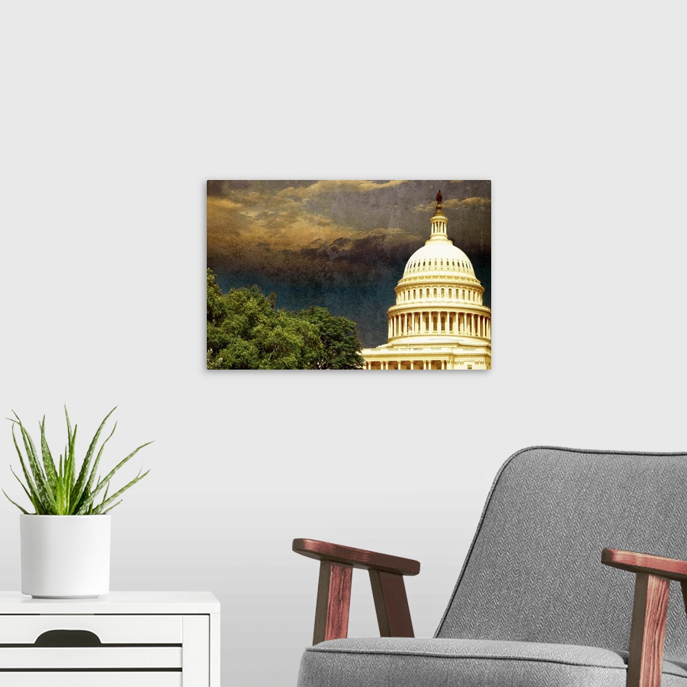 A modern room featuring Capitol With Trees II