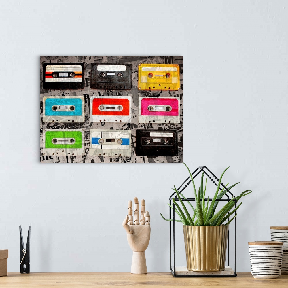 A bohemian room featuring Cassettes