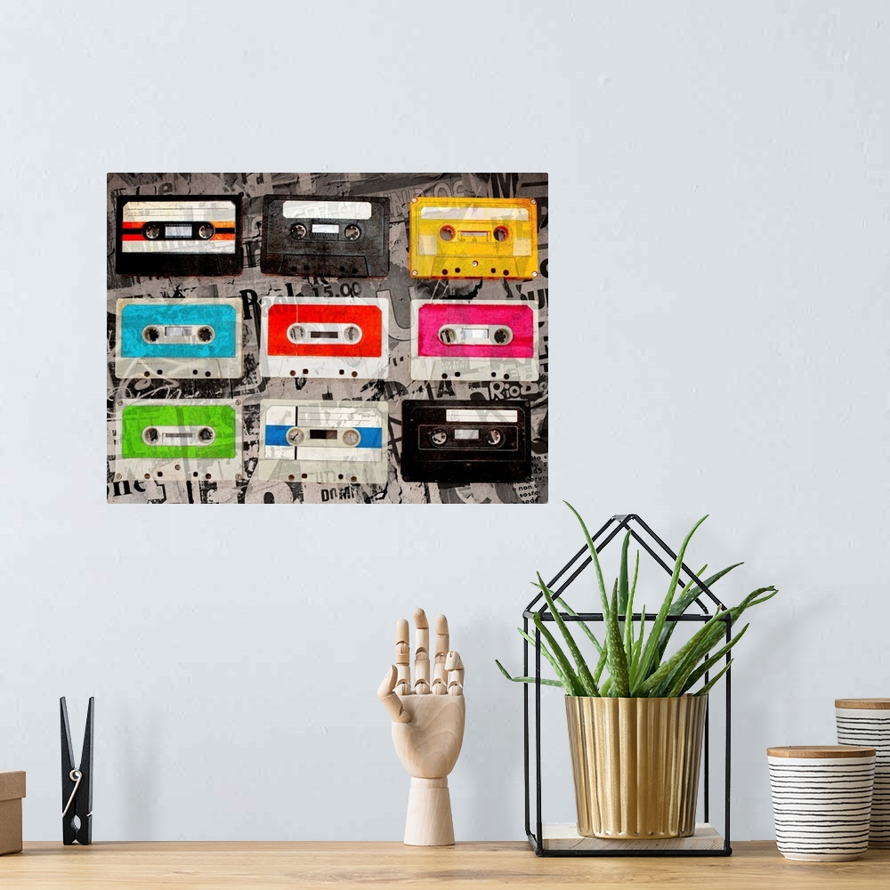 A bohemian room featuring Cassettes
