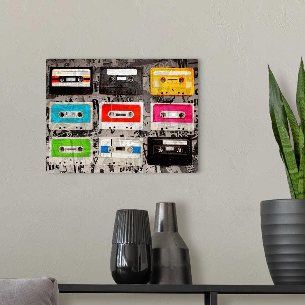 A modern room featuring Cassettes