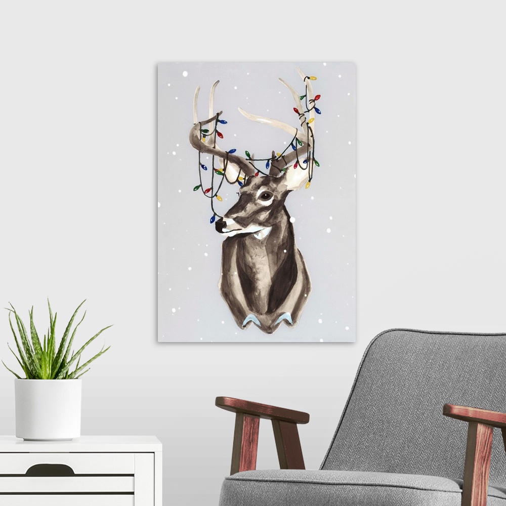 A modern room featuring Christmas Deer with Lights