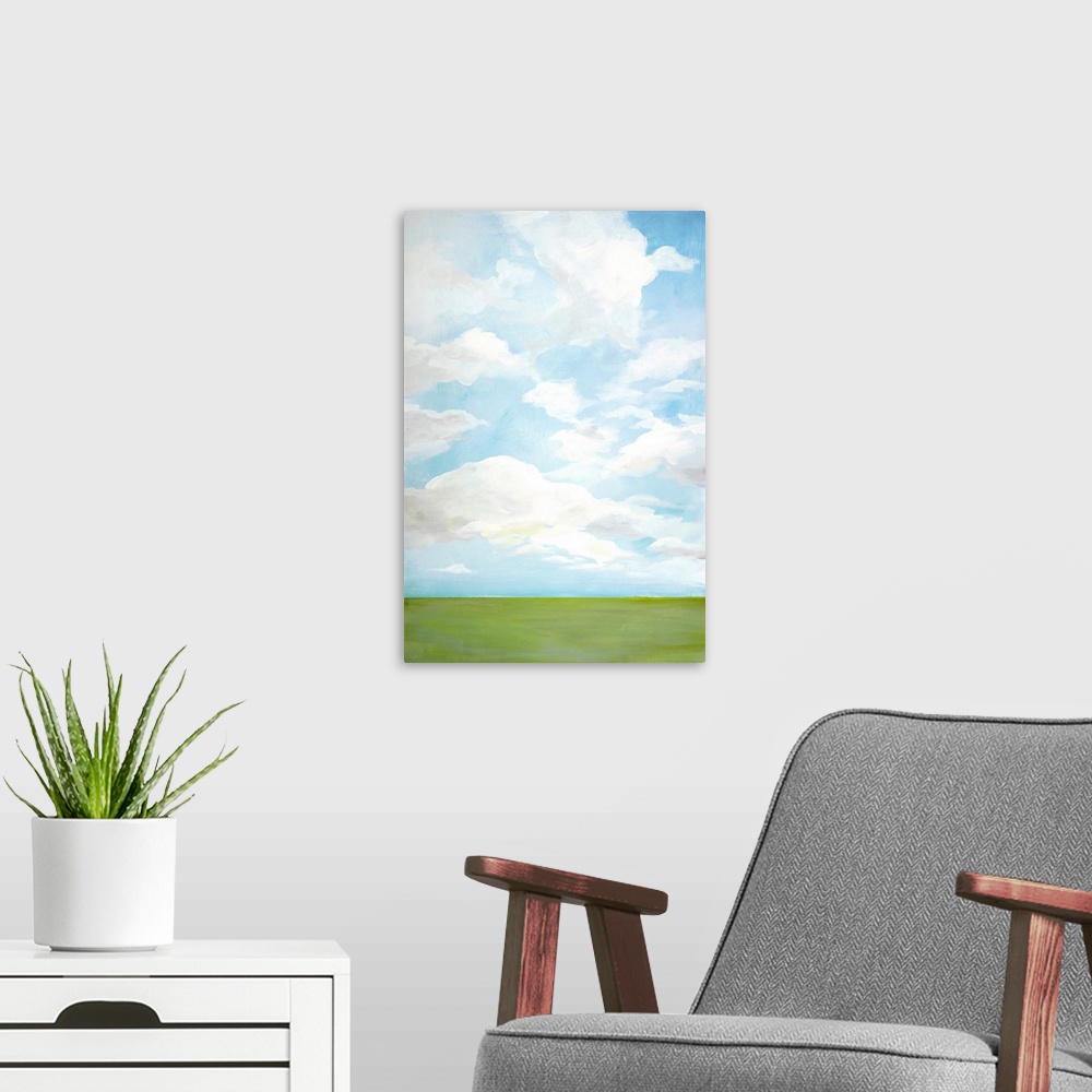 A modern room featuring Cloudscapes in Citron 1