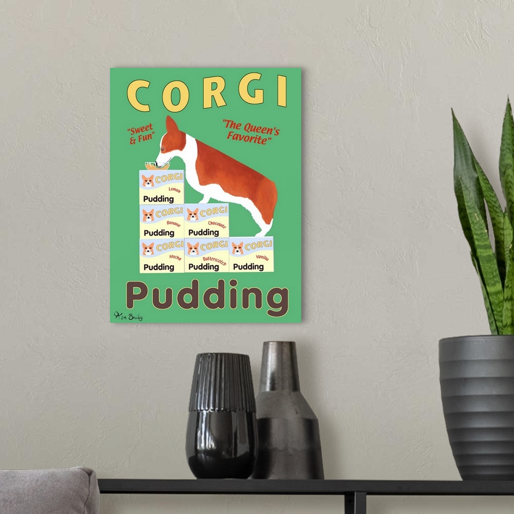 A modern room featuring Corgi Pudding