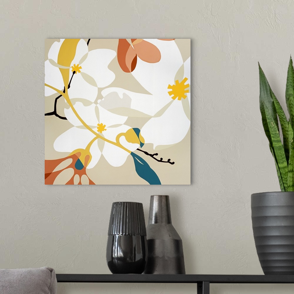 A modern room featuring Dancing Flowers I