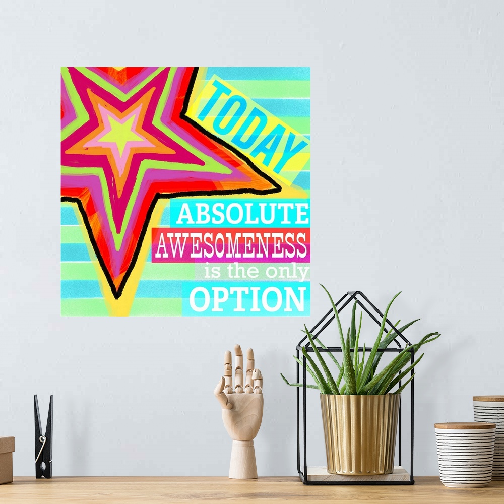 A bohemian room featuring Colorful contemporary inspirational artwork.