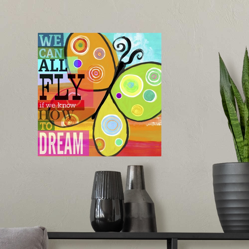 A modern room featuring Colorful contemporary inspirational artwork.