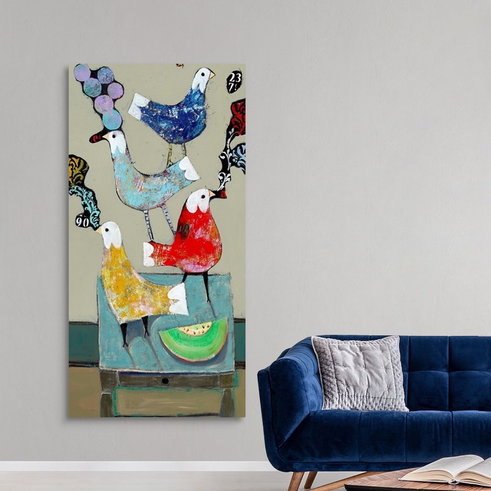 A modern room featuring Five Birds and Melon