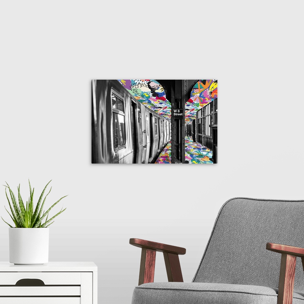 A modern room featuring Floral Subway
