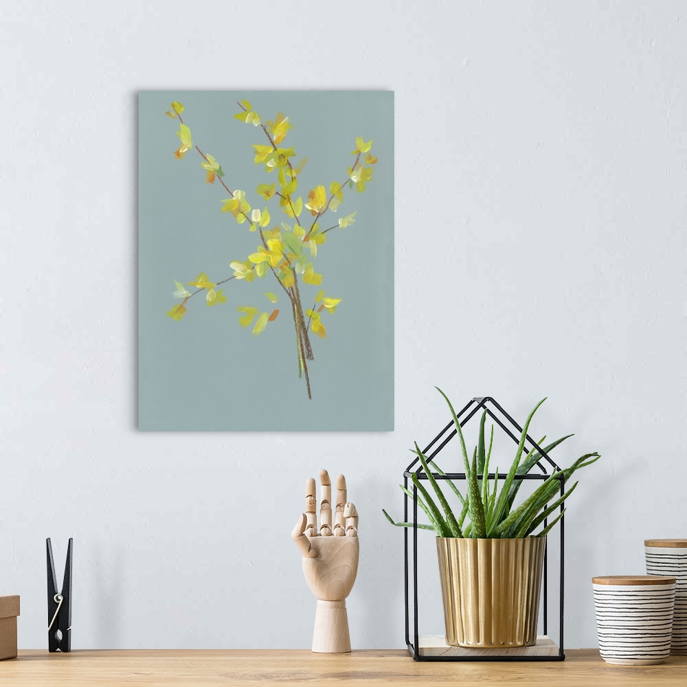 A bohemian room featuring Forsythia Branches