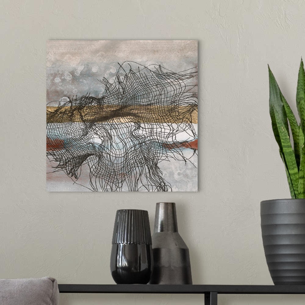 A modern room featuring Frayed Abstract 4