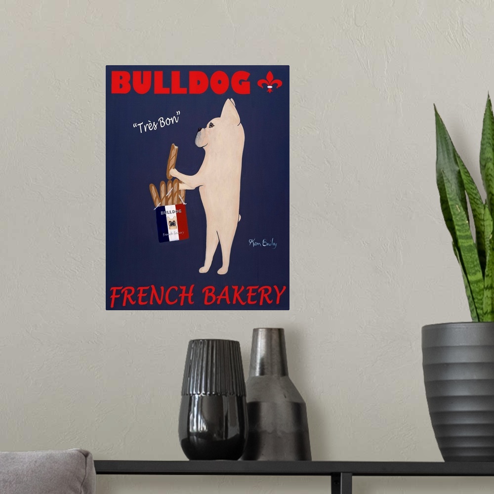 A modern room featuring French Bulldog Bakery
