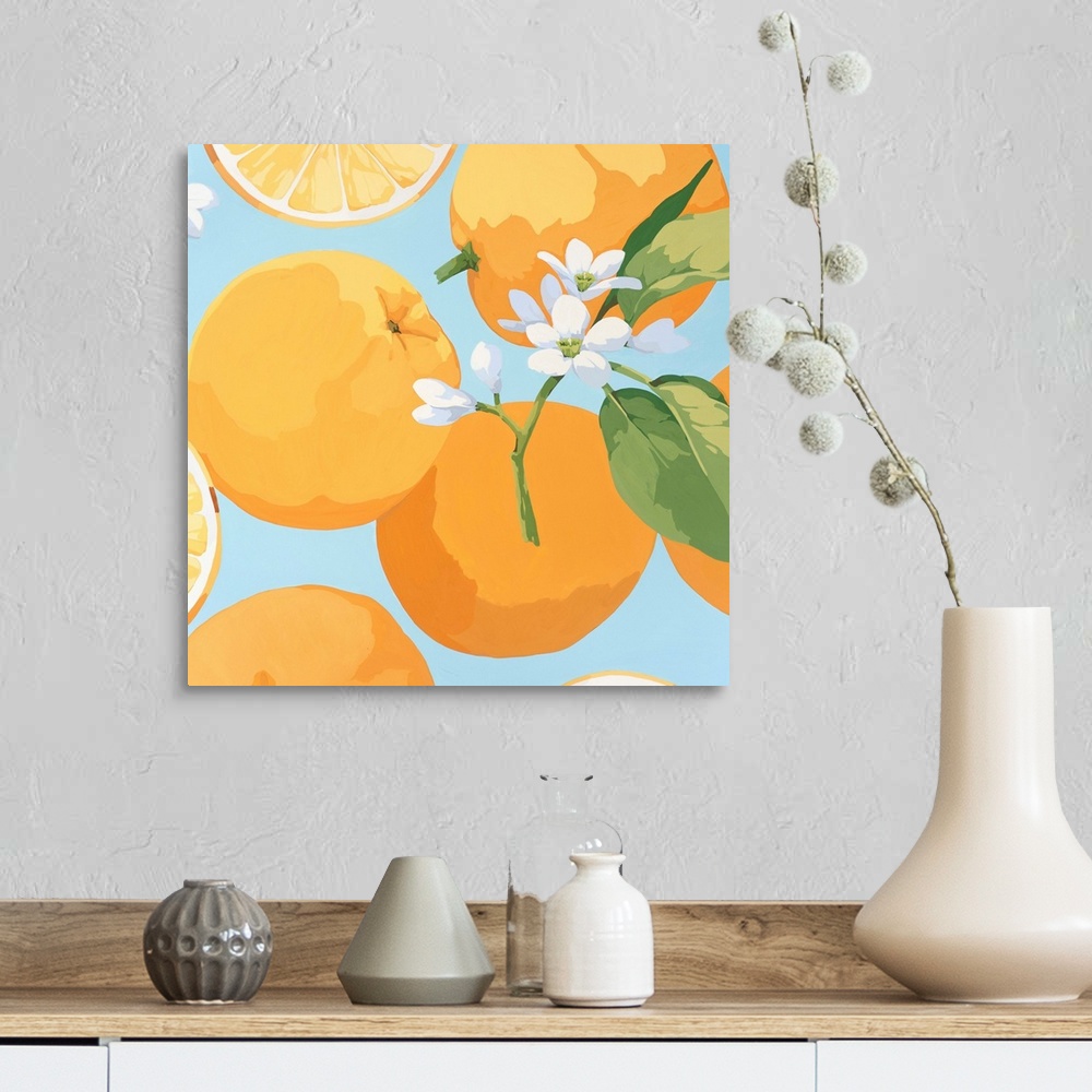 A farmhouse room featuring Fresh Oranges