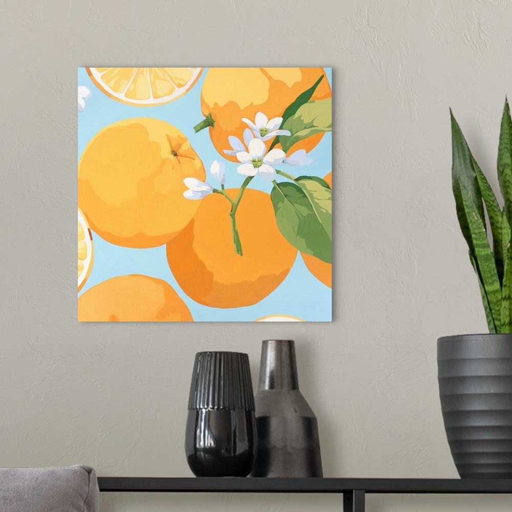A modern room featuring Fresh Oranges