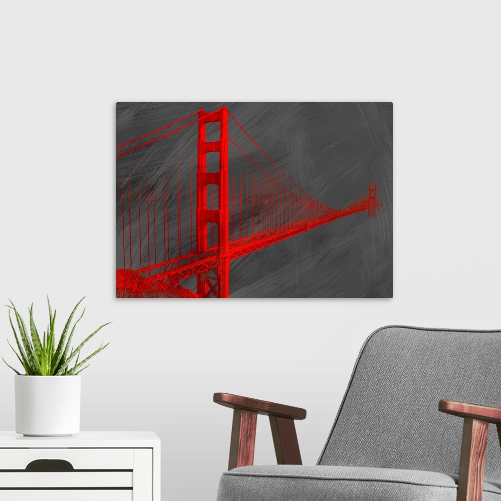A modern room featuring Golden Gate