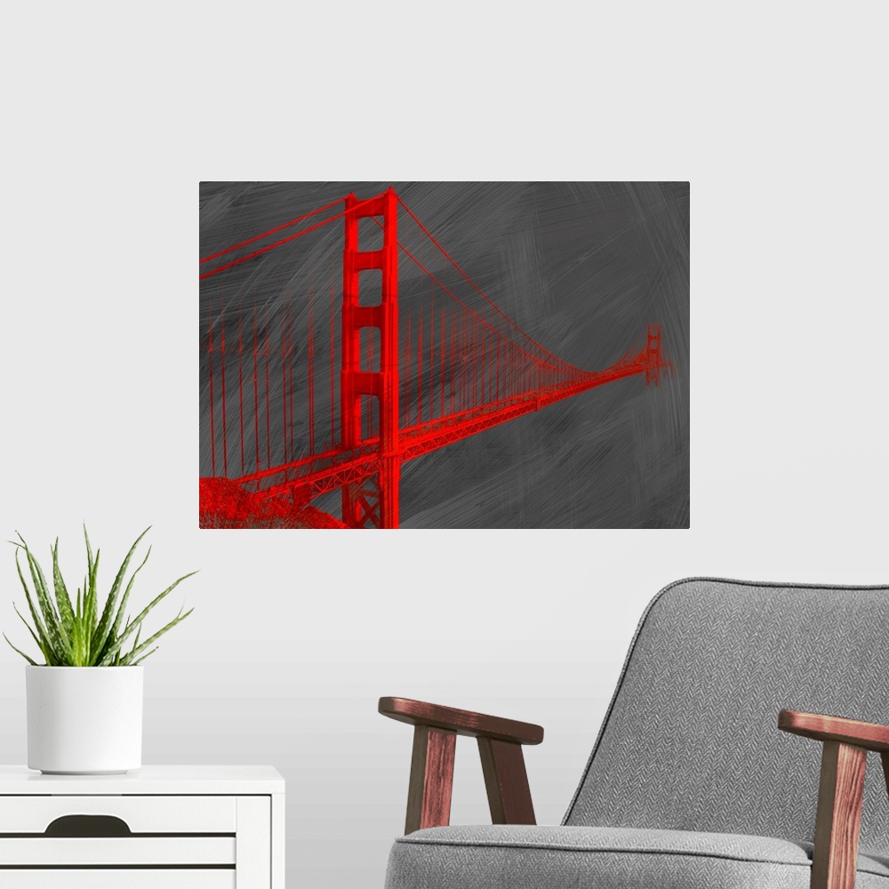 A modern room featuring Golden Gate