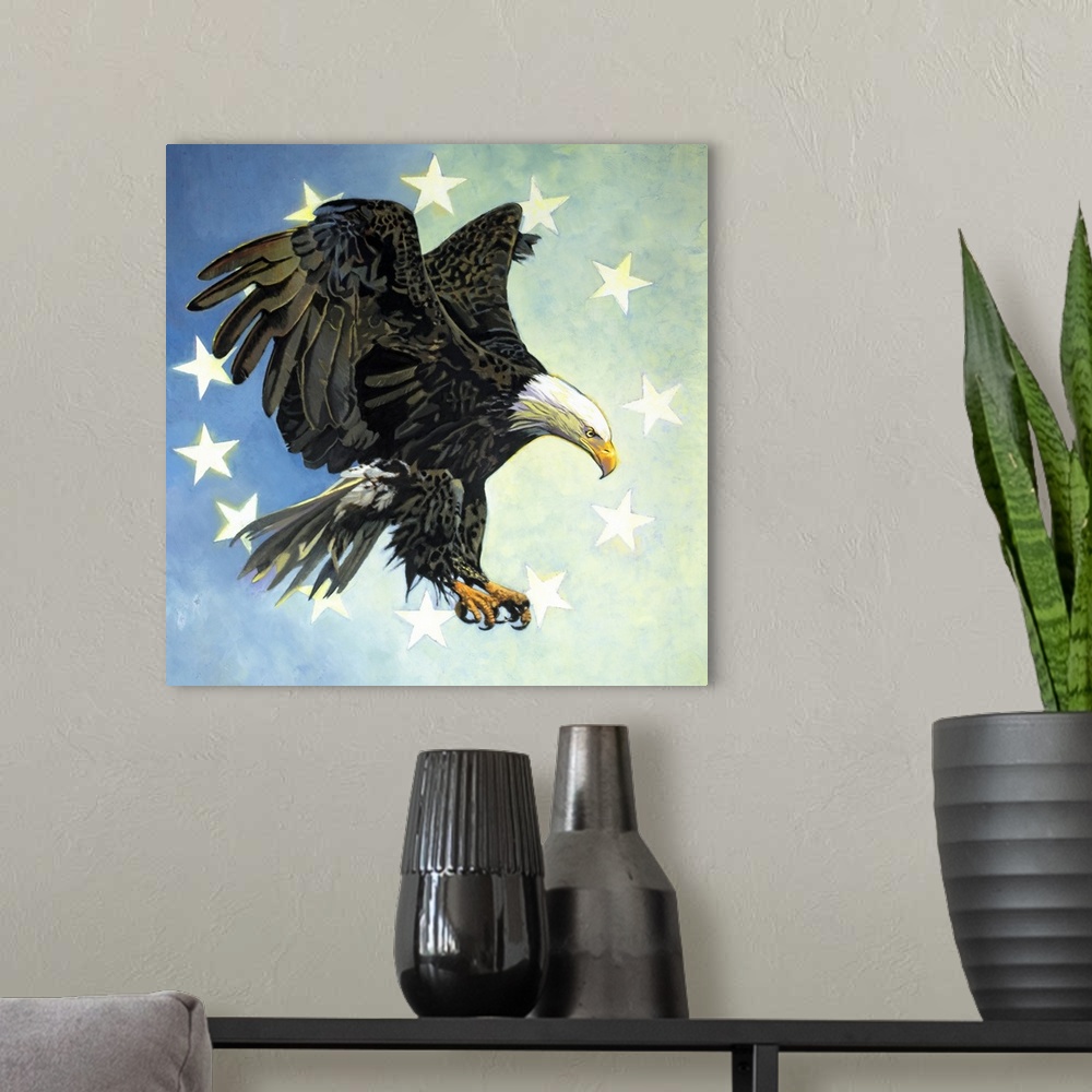 A modern room featuring Great Bald Eagle