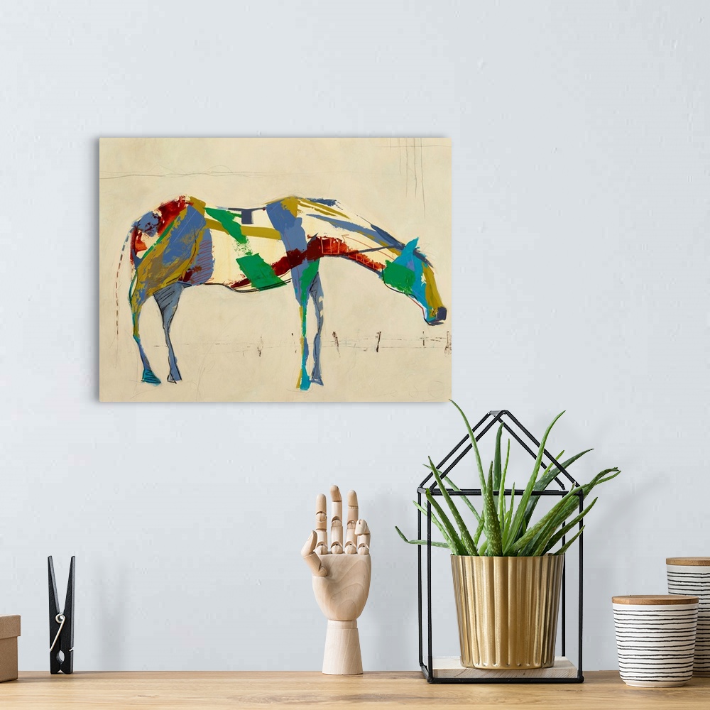A bohemian room featuring Horses Alone