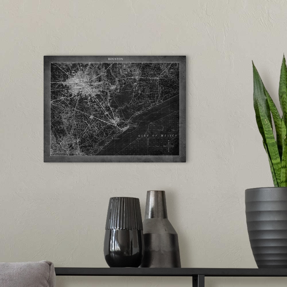 A modern room featuring Houston Map A