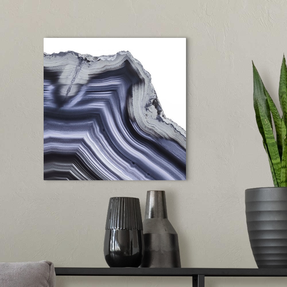 A modern room featuring Thin slice of polished agate, showing the natural patterns and colors of the mineral.