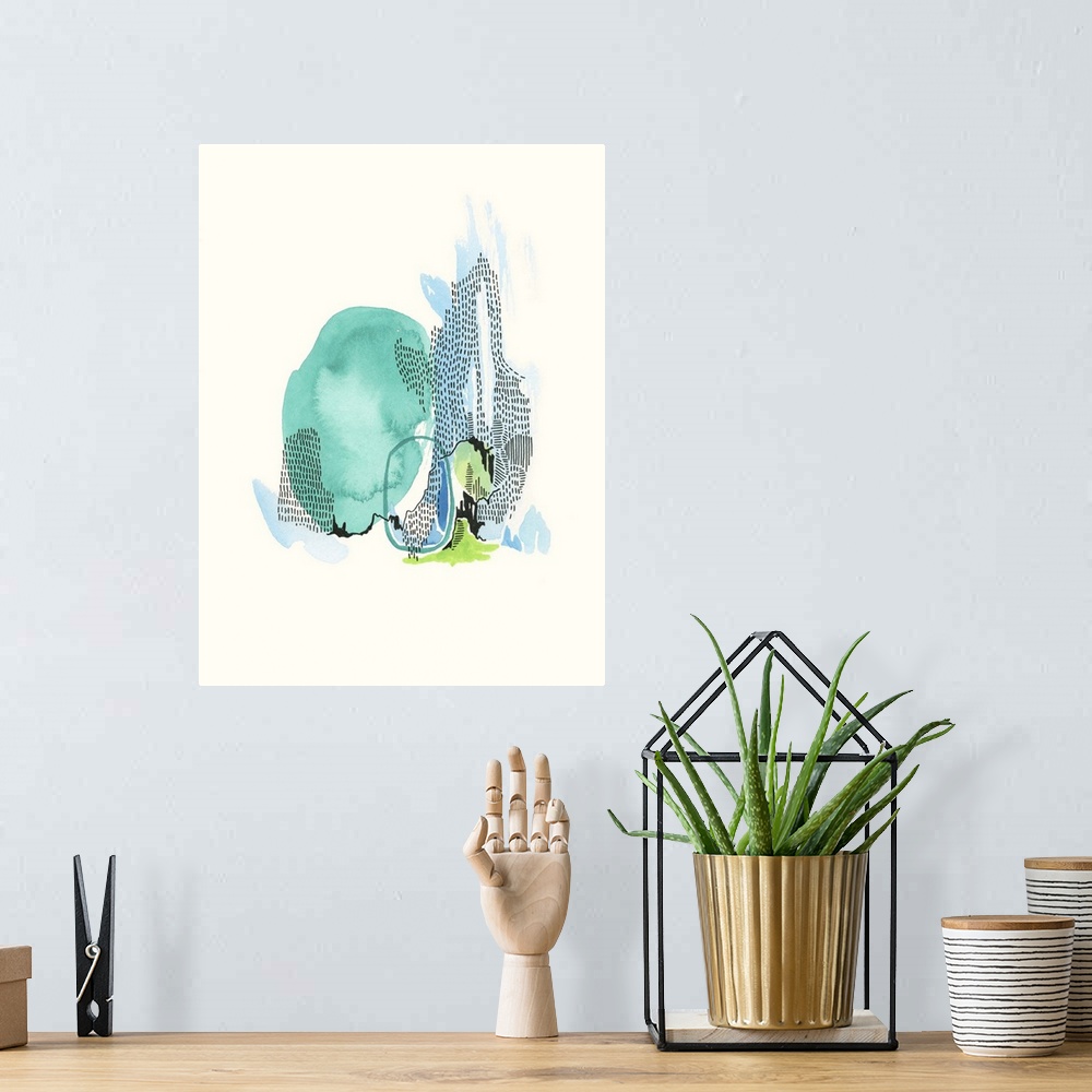A bohemian room featuring Mountain Abstract 6
