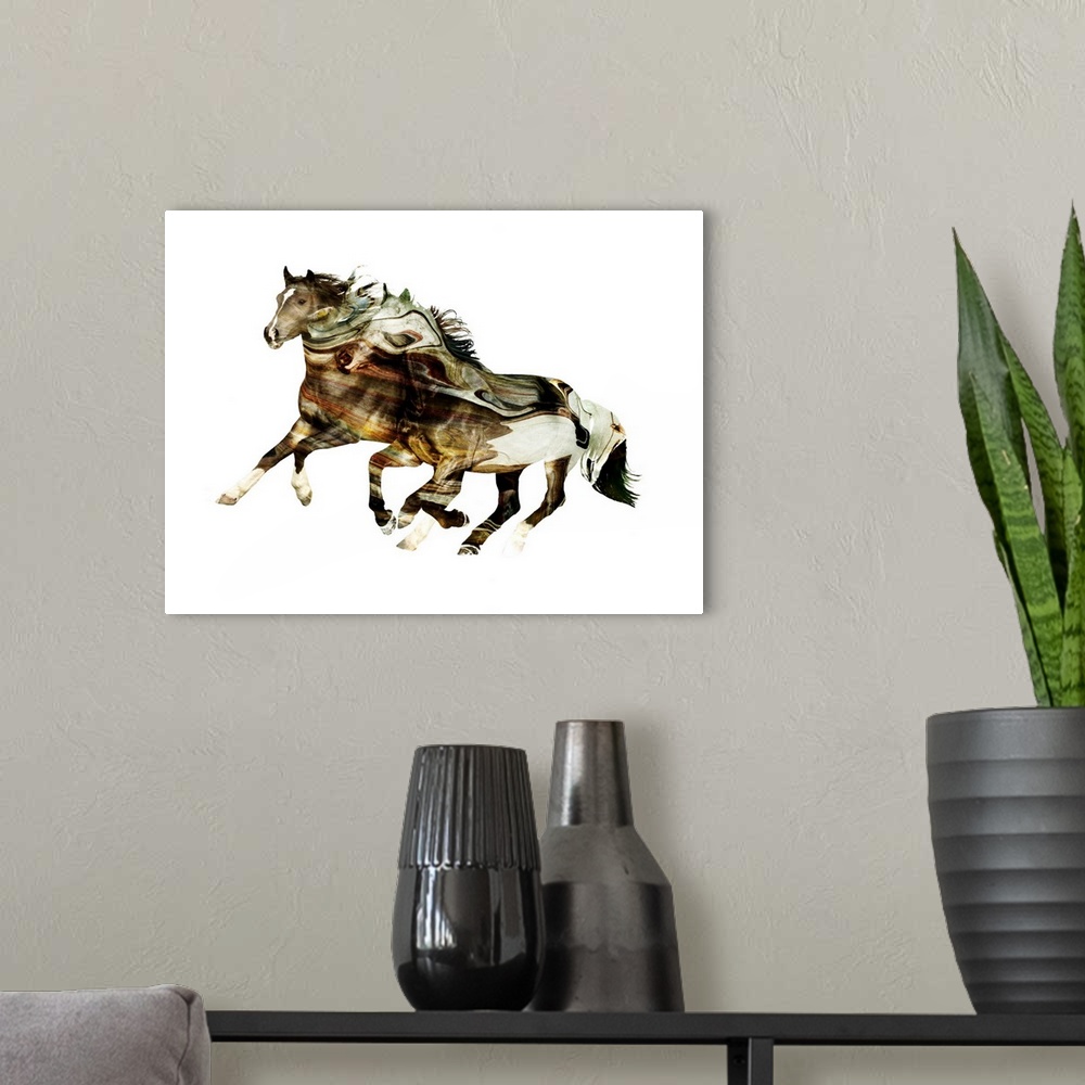 A modern room featuring Painted Horses F