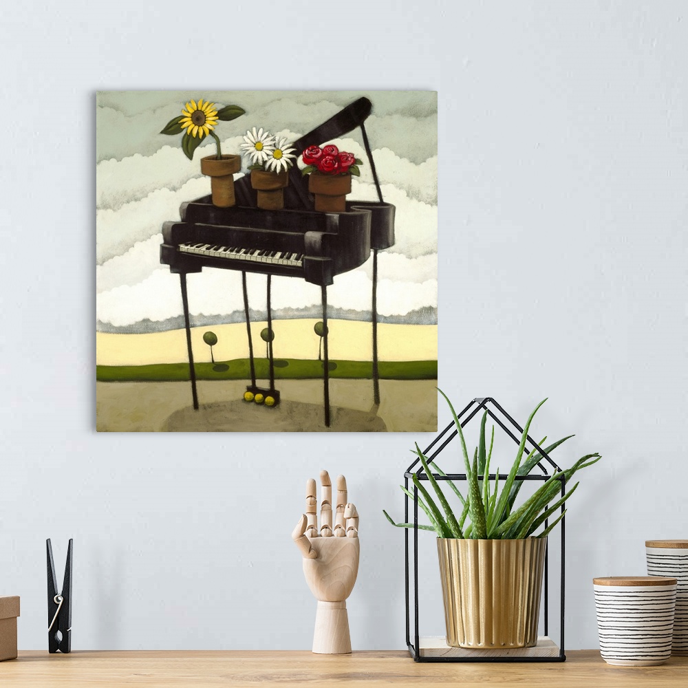 A bohemian room featuring Piano and Posies