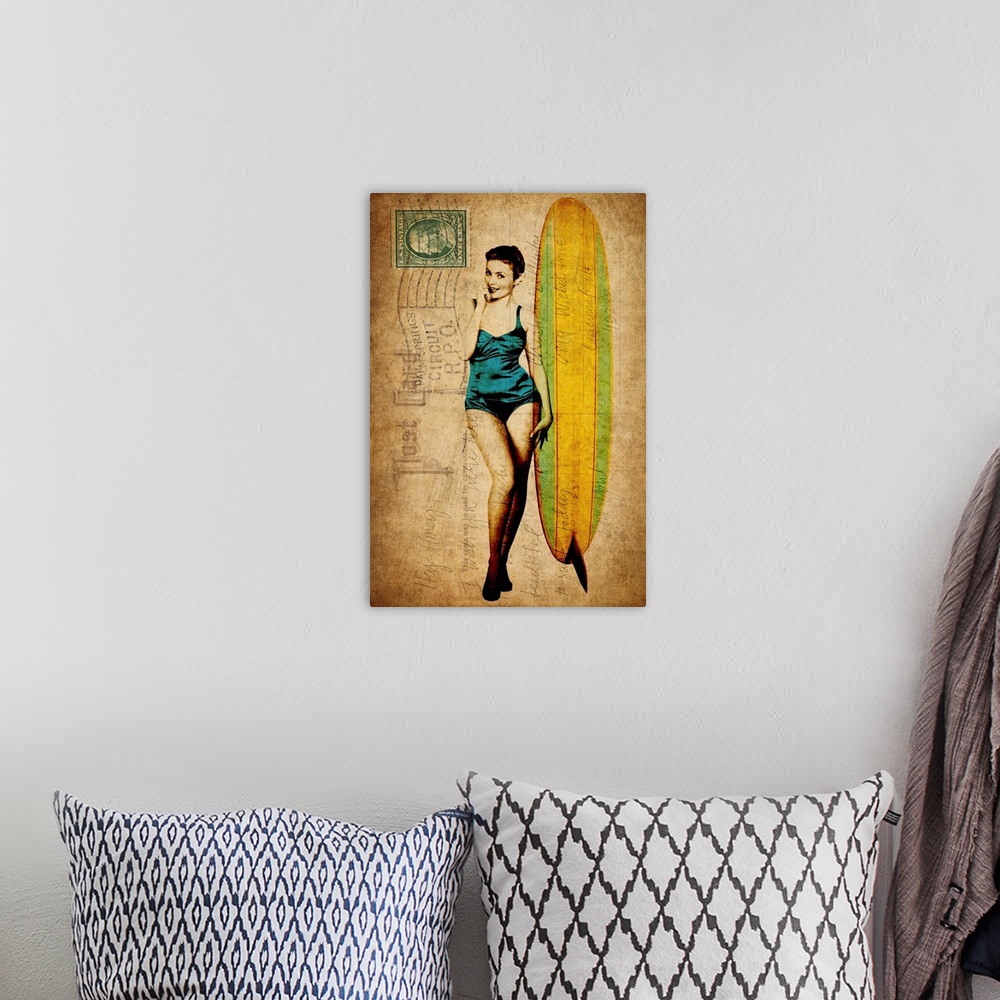 A bohemian room featuring Pinup Girl Surfing