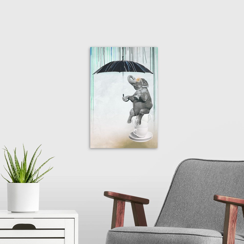 A modern room featuring Raining Colors