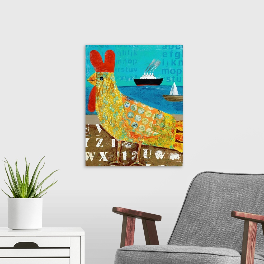 A modern room featuring Rooster