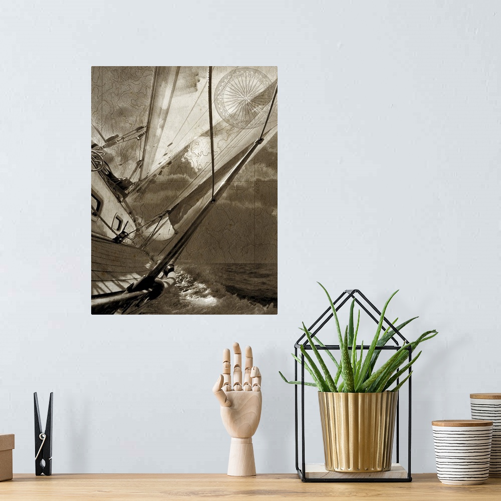 A bohemian room featuring Sailing in Sepia B