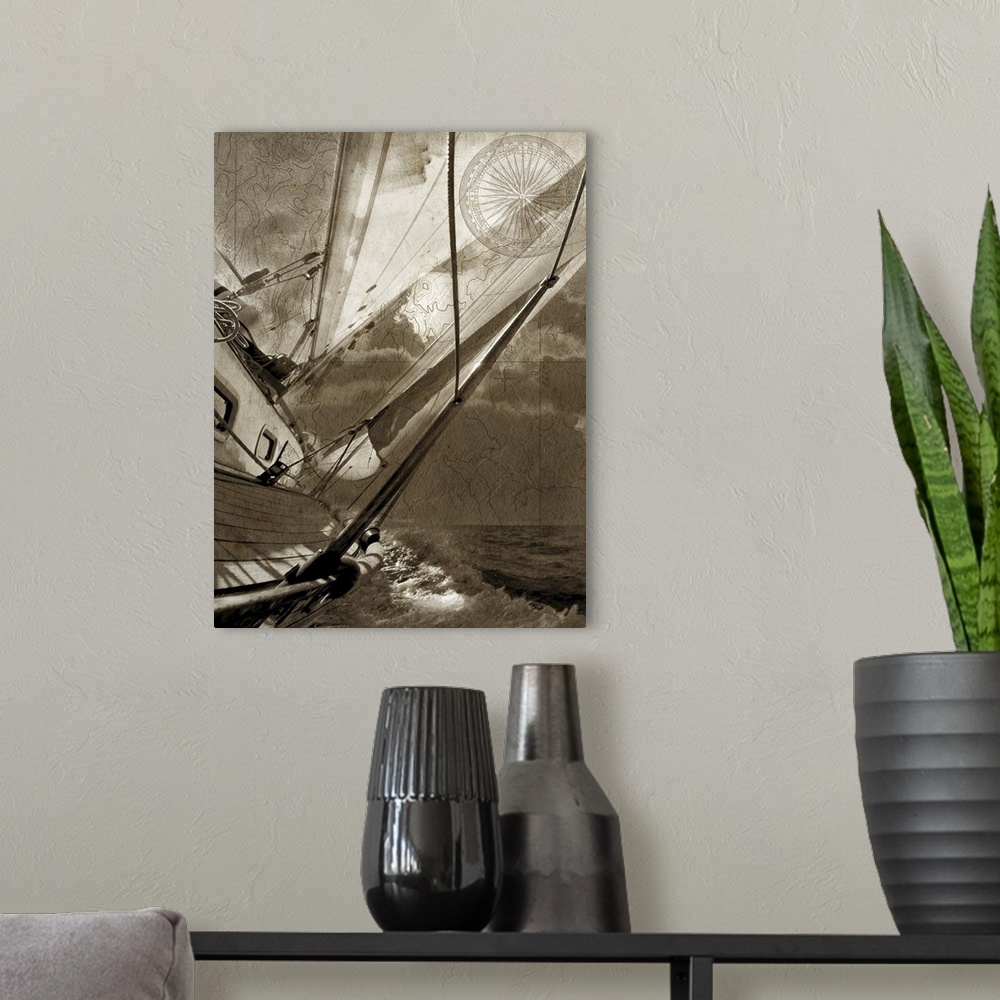 A modern room featuring Sailing in Sepia B