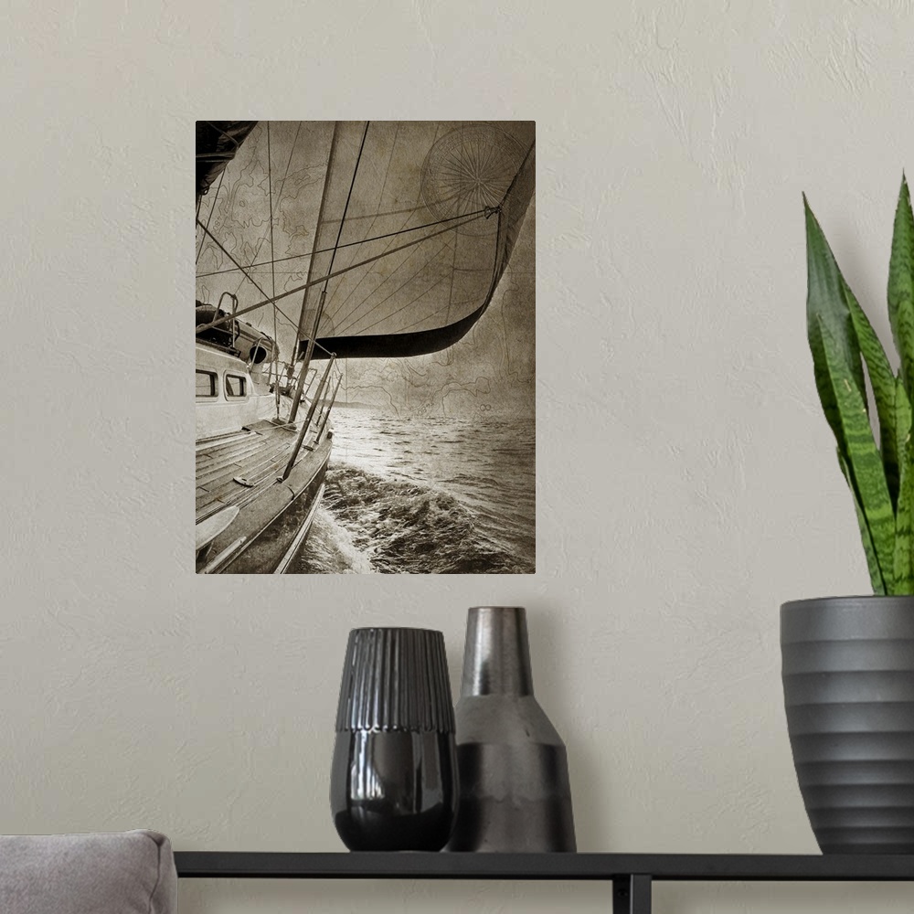 A modern room featuring Sailing in Sepia C