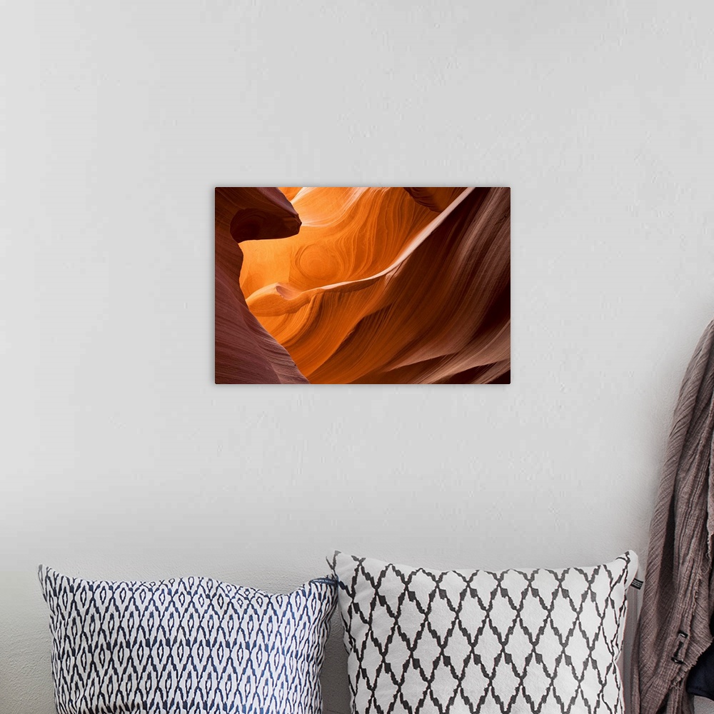 A bohemian room featuring A photograph of a view of the slot canyons of Antelope Canyon in Arizona.