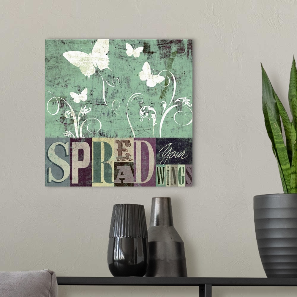 A modern room featuring Spread Your Wings 2