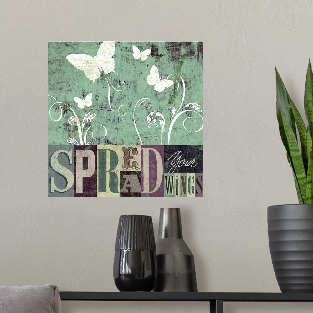 A modern room featuring Spread Your Wings 2