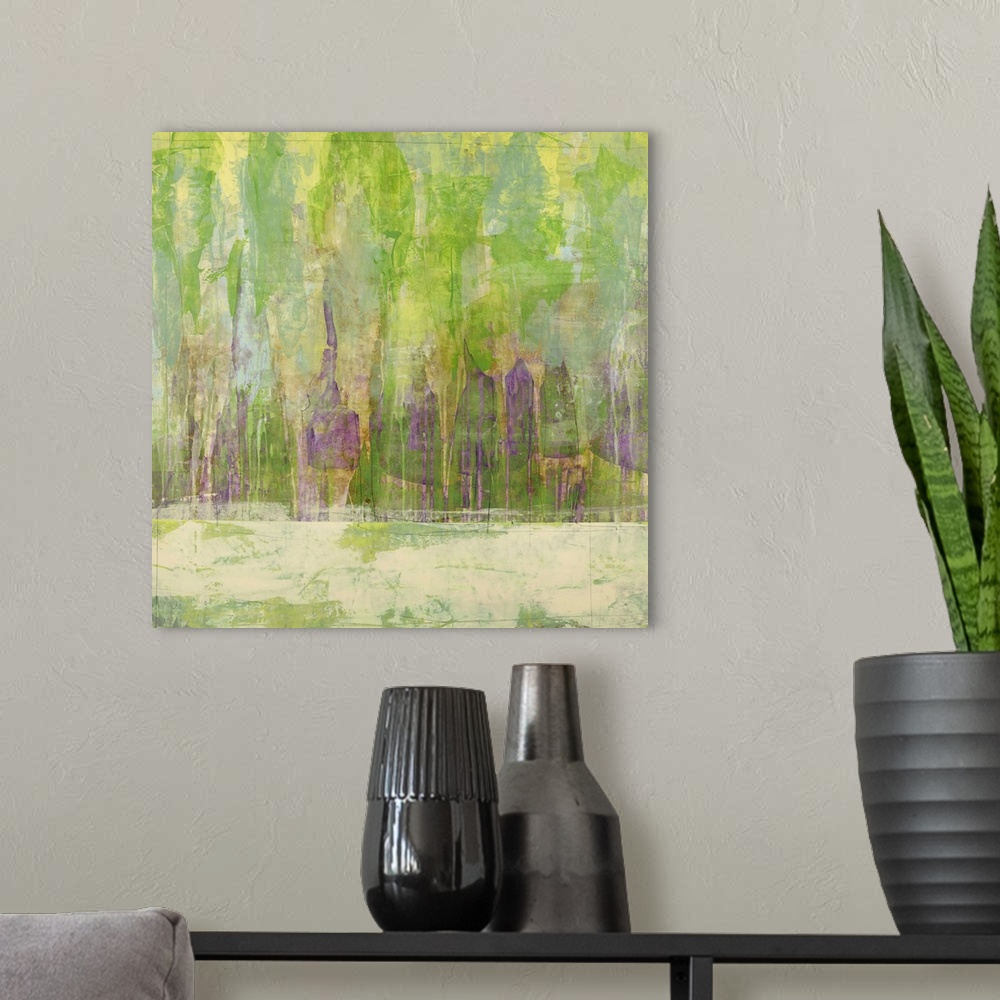A modern room featuring Stencil Forest 2