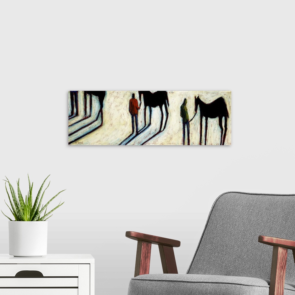 A modern room featuring Stick Horse IV