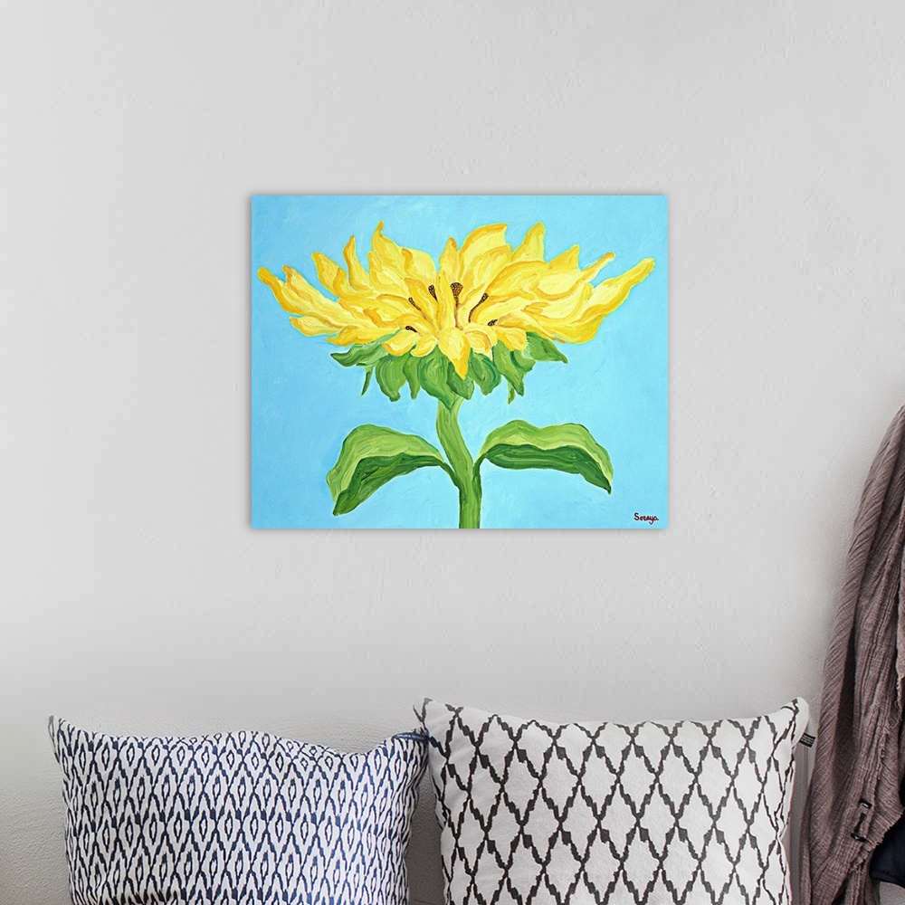 A bohemian room featuring Sunflower on Blue