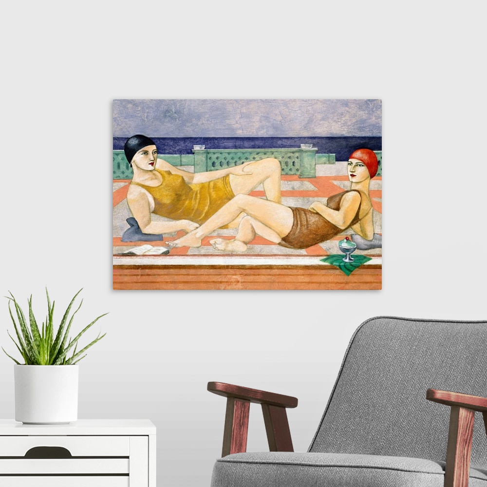 A modern room featuring The Bathers