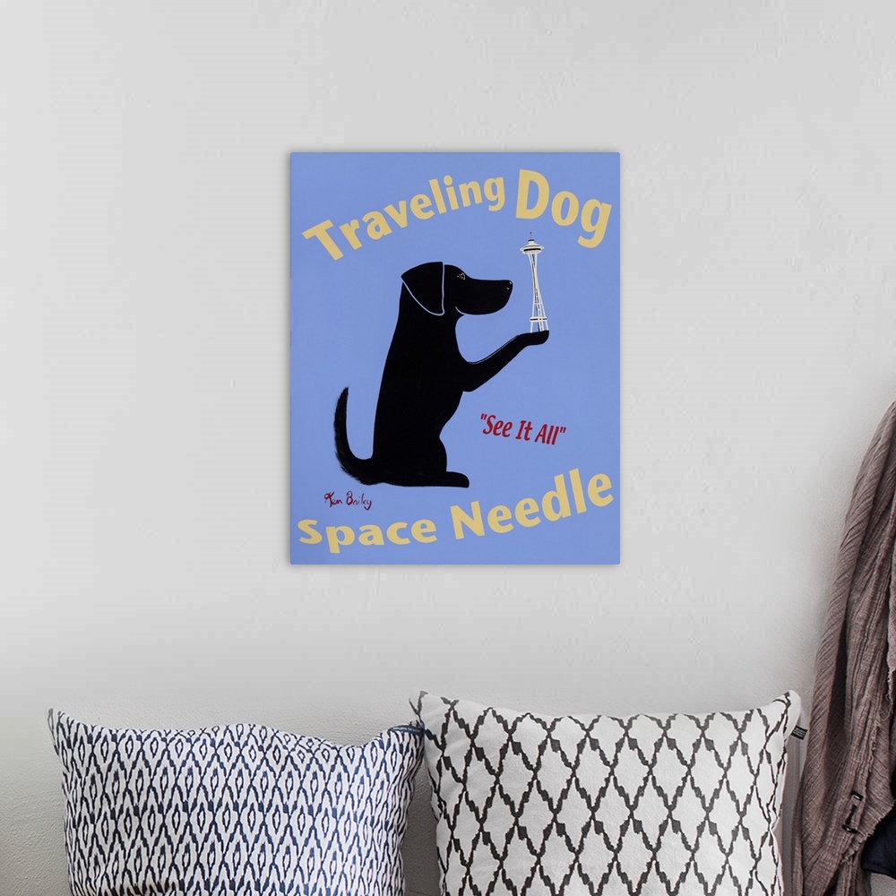 A bohemian room featuring Traveling Dog, Space Needle