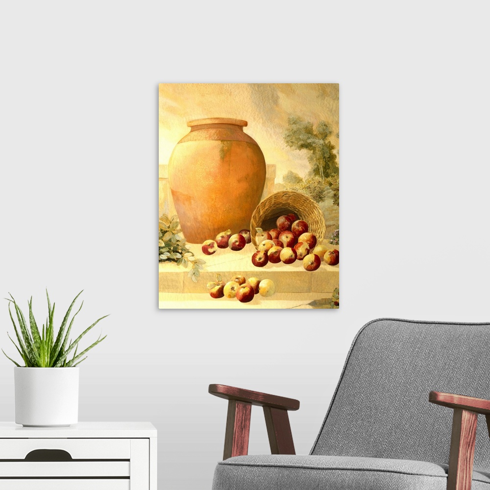 A modern room featuring Urn with Apples