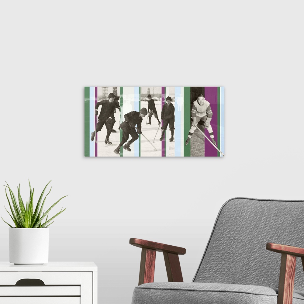 A modern room featuring Vintage Ice Hockey