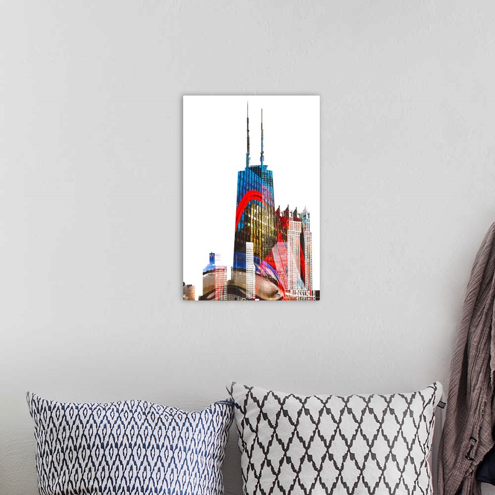 A bohemian room featuring Willis Tower