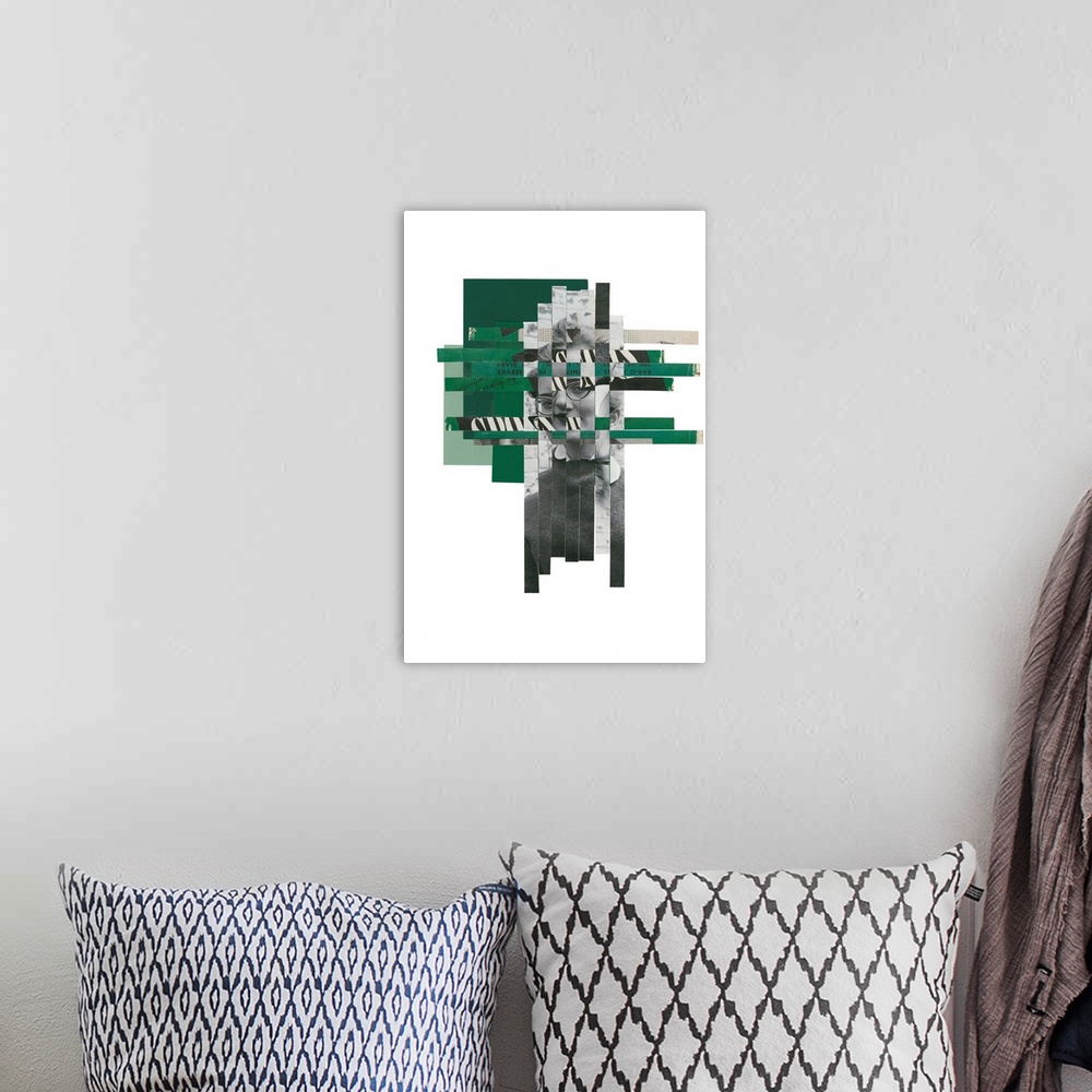 A bohemian room featuring Woven Portrait (Green)