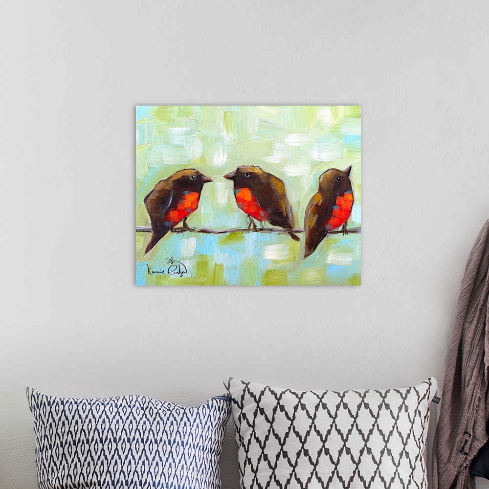 A bohemian room featuring 3 Robins On A Wire