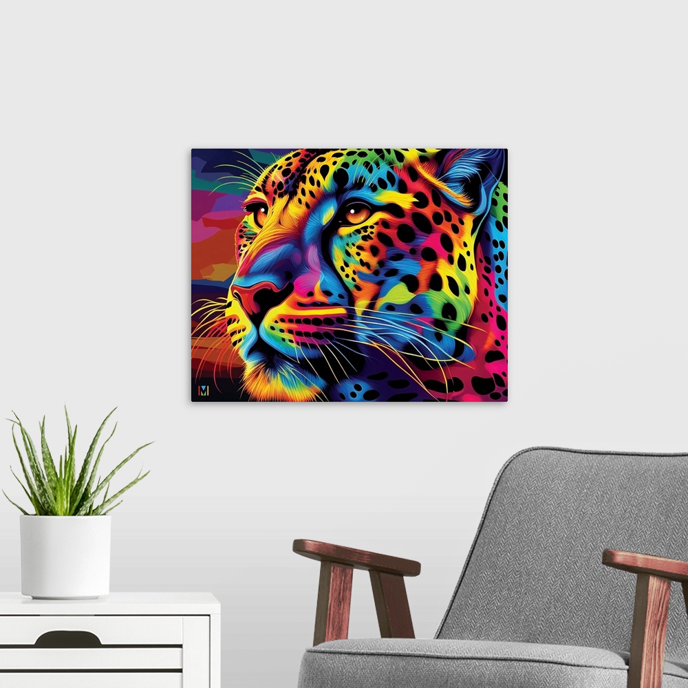 A modern room featuring Abstract Leopard