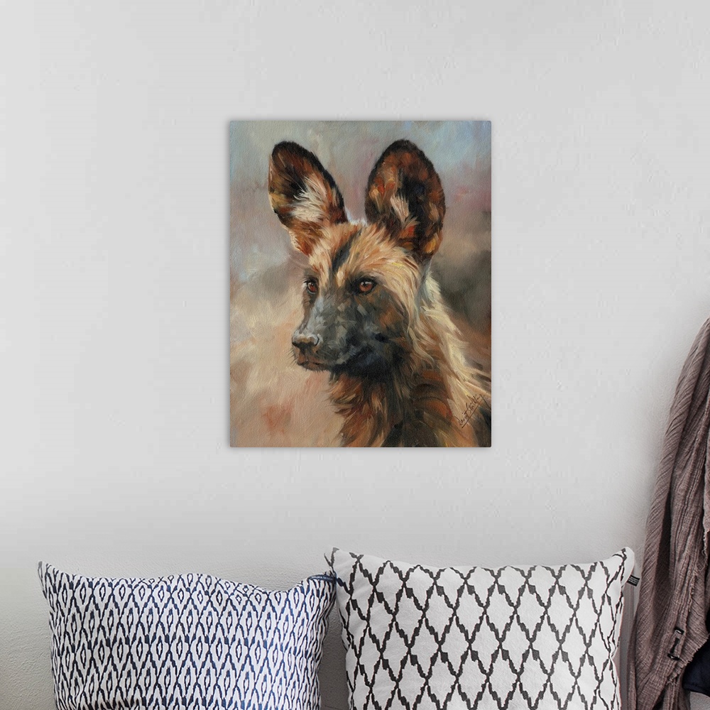 A bohemian room featuring African Wild Dog