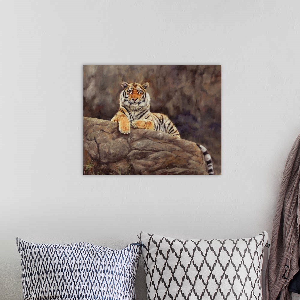 A bohemian room featuring Amur Tiger On The Rocks
