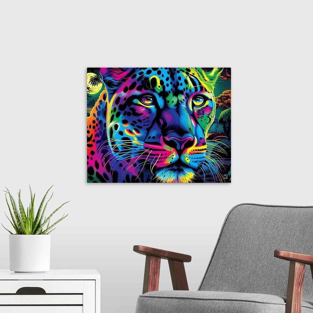 A modern room featuring Black Jaguar Abstract